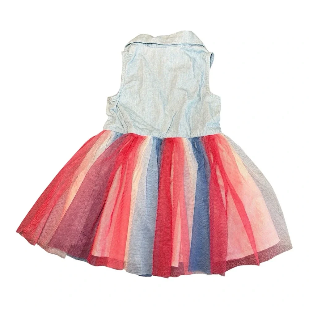 Disney Junior Minnie Mouse Girls Tulle Dress Red Blue Stars‎ Denim Top 12M